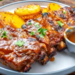 Baby Back Ribs with Balsamic-Peach BBQ Sauce