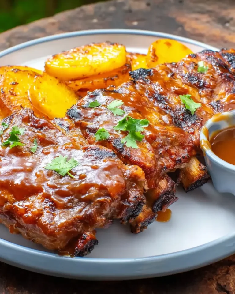 Baby Back Ribs with Balsamic-Peach BBQ Sauce
