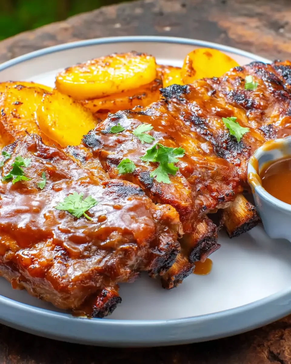 Baby Back Ribs with Balsamic-Peach BBQ Sauce