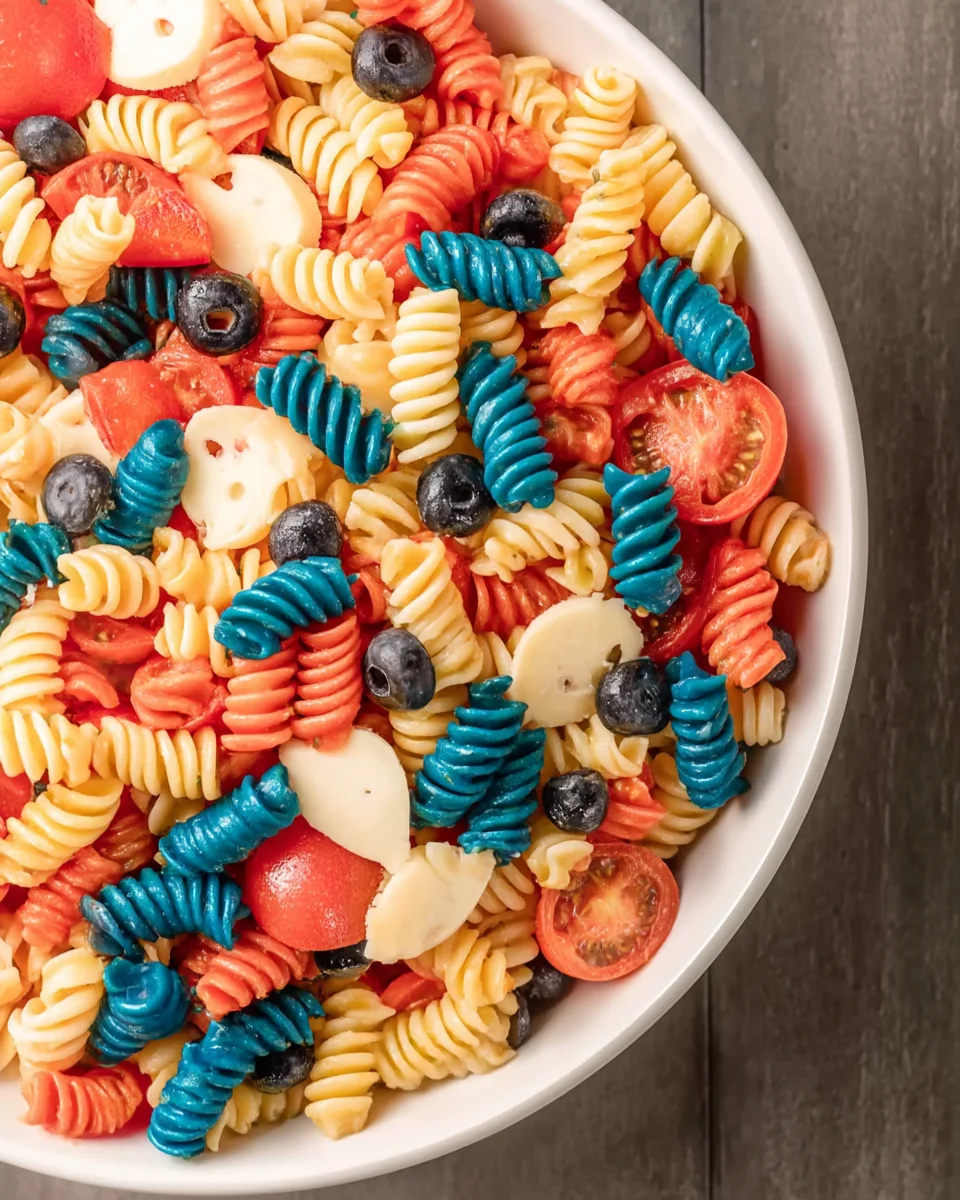 RED WHITE AND BLUE PASTA SALAD