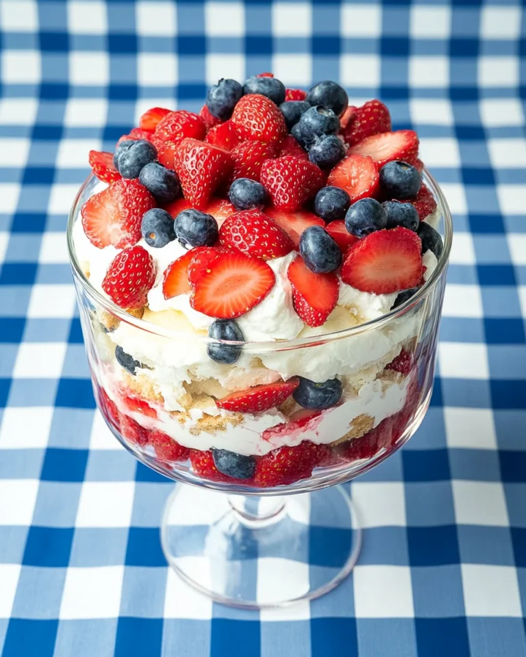 Red, White and Blue Strawberry Shortcake Trifle