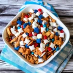 Red, white, and blue snack mix