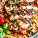Tomato Basil Pasta with Balsamic Grilled Chicken