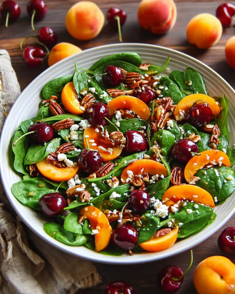 Apricot Salad Apricot Salad with Spinach, Cherries, Pecans, and Feta Cheese