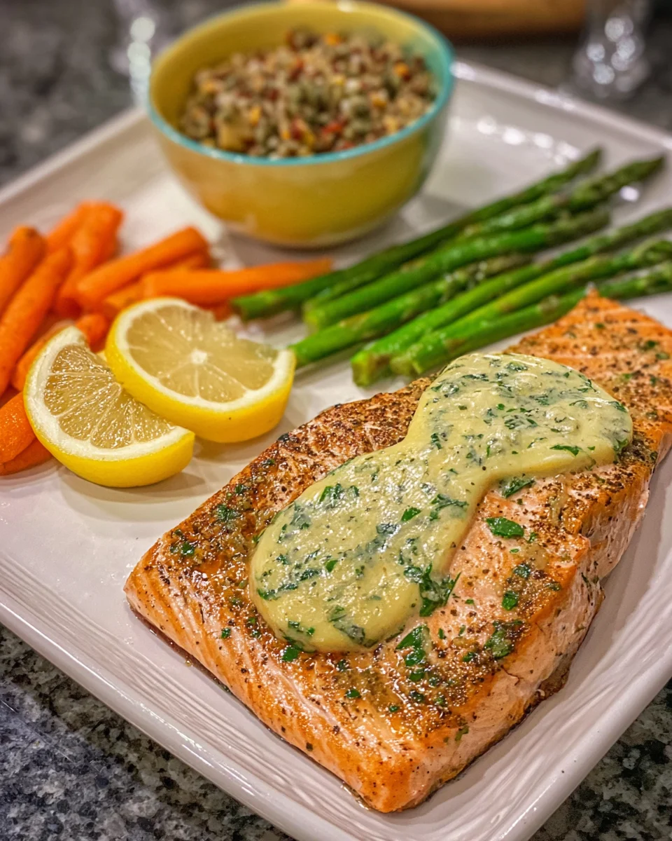Grilled Salmon with Mustard-Herb Butter