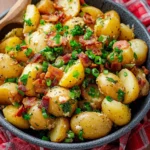 Warm German Potato Salad , with bacon, vinegar, and mustard!