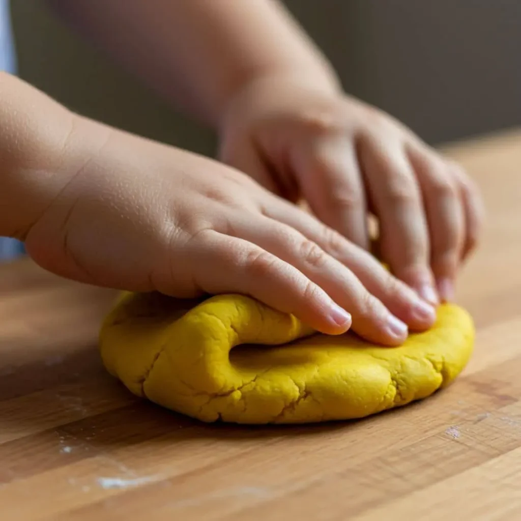 Kneading Yellow Play Dough