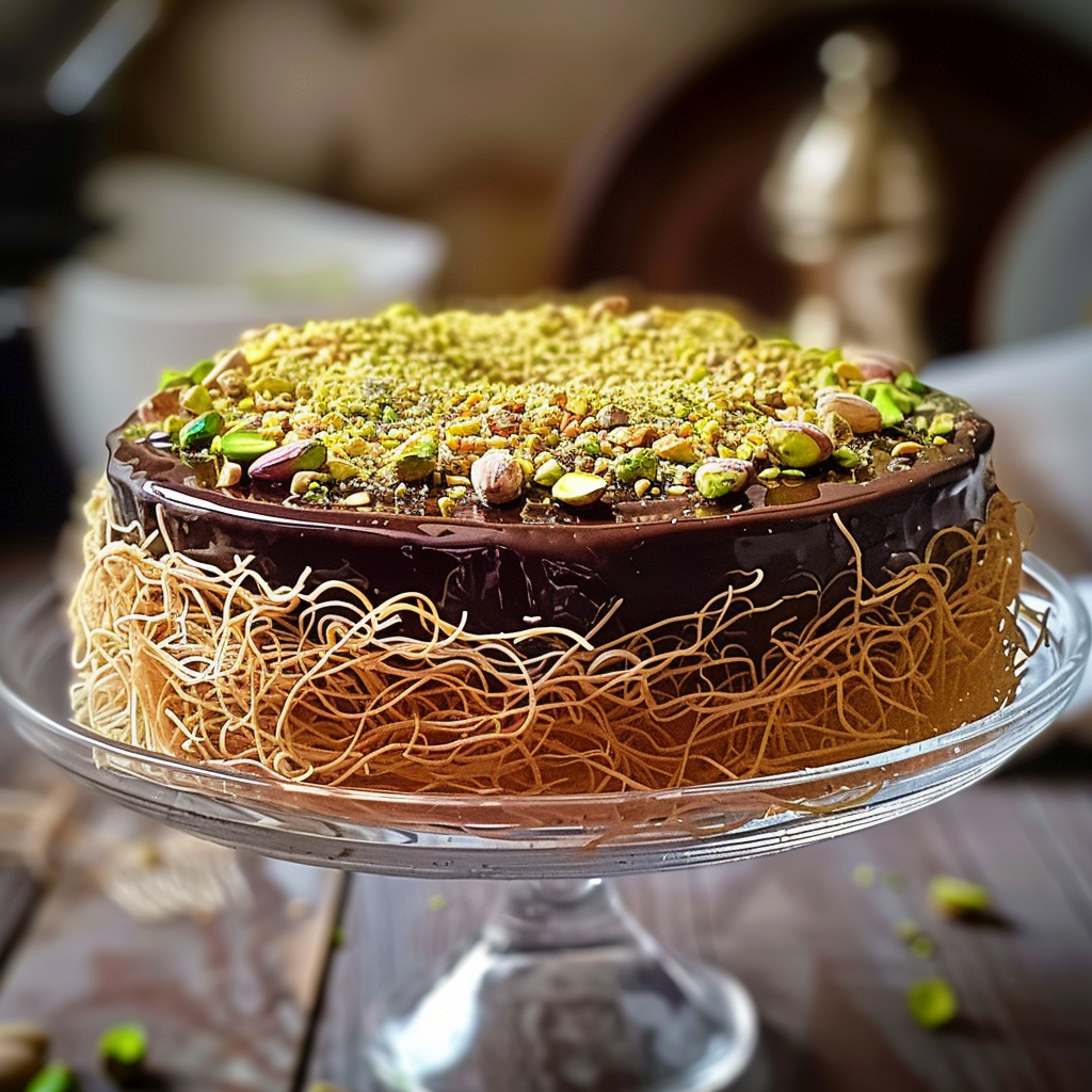 kataifi Dubai chocolate cake recipe