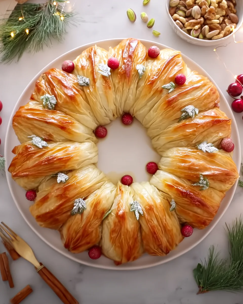 Baklava-Custard Christmas Wreath Recipe