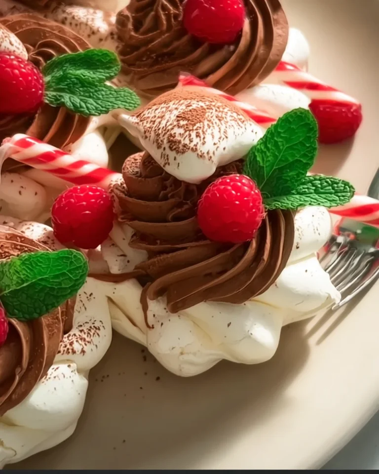 Choc-mint pull-apart pavlova