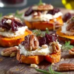 Cranberry, Pecan, Goat Cheese, Sweet Potato Bites