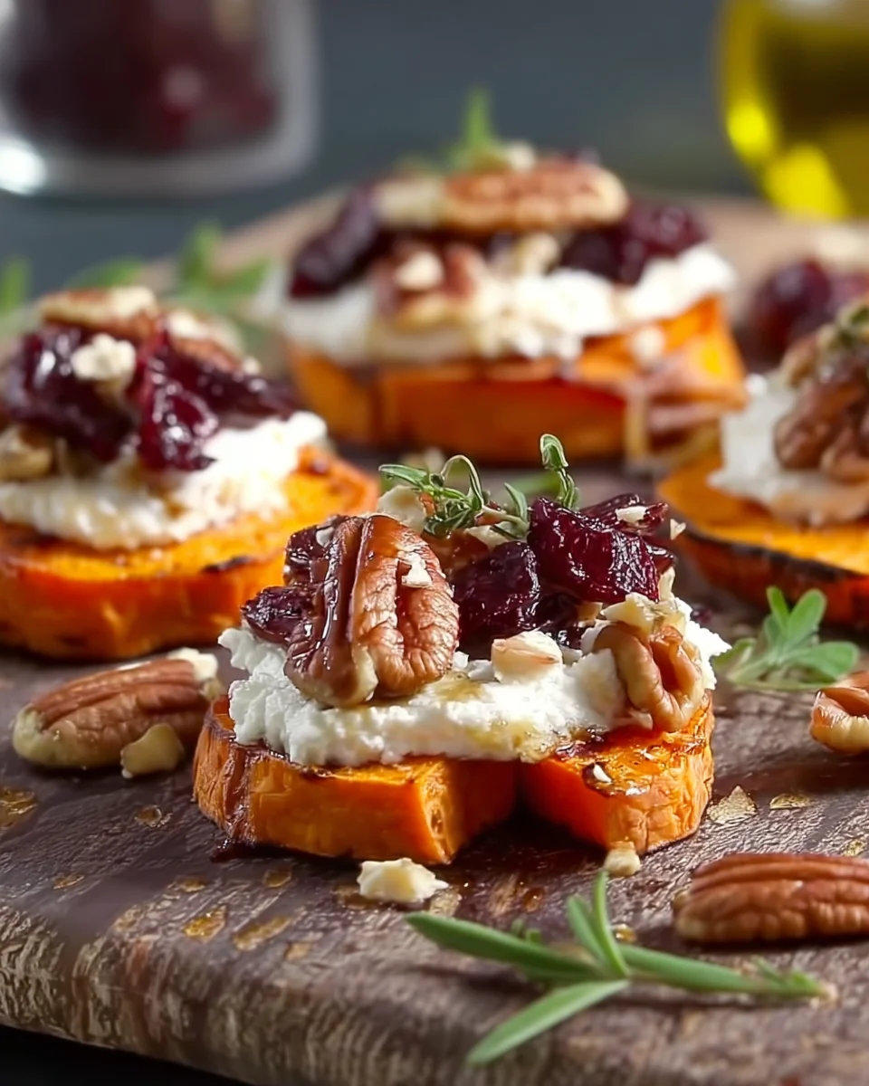 Cranberry, Pecan, Goat Cheese, Sweet Potato Bites