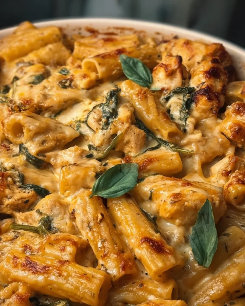 Creamy Pesto Chicken Pasta Bake