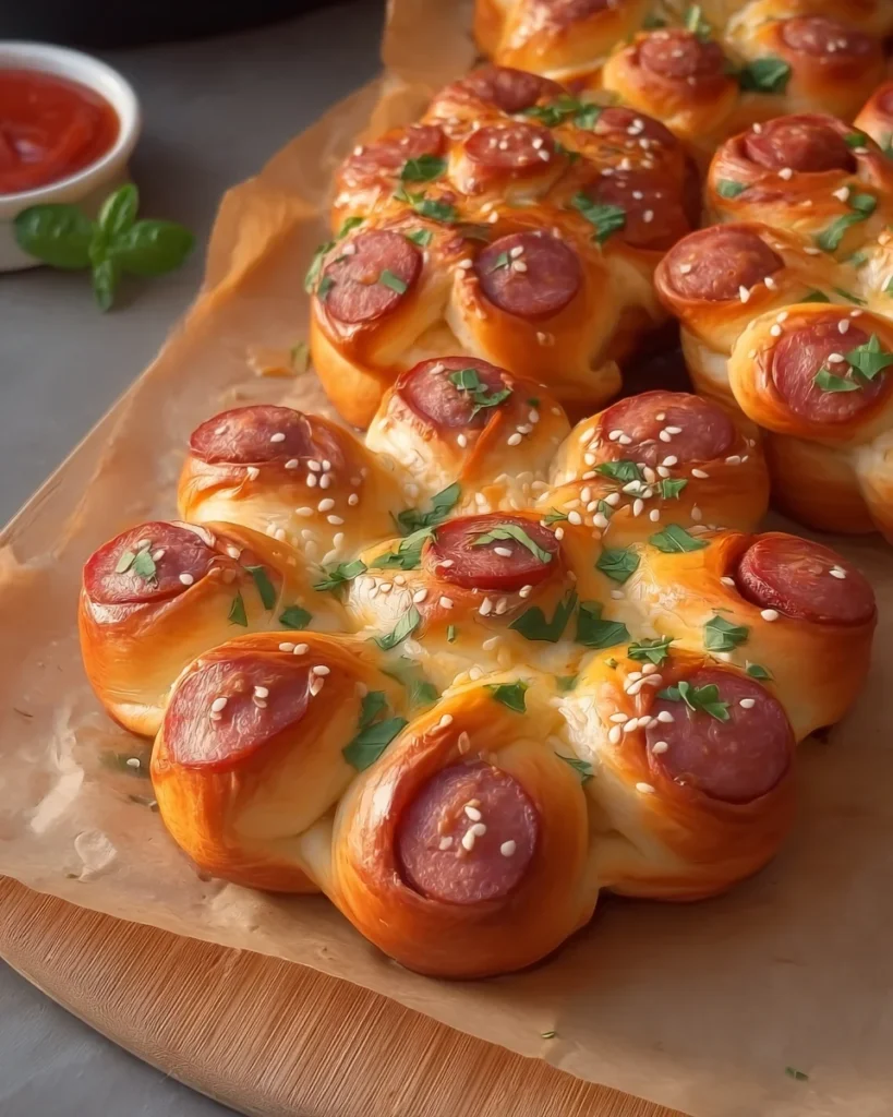 Flower Buns with Cheese and Sausage