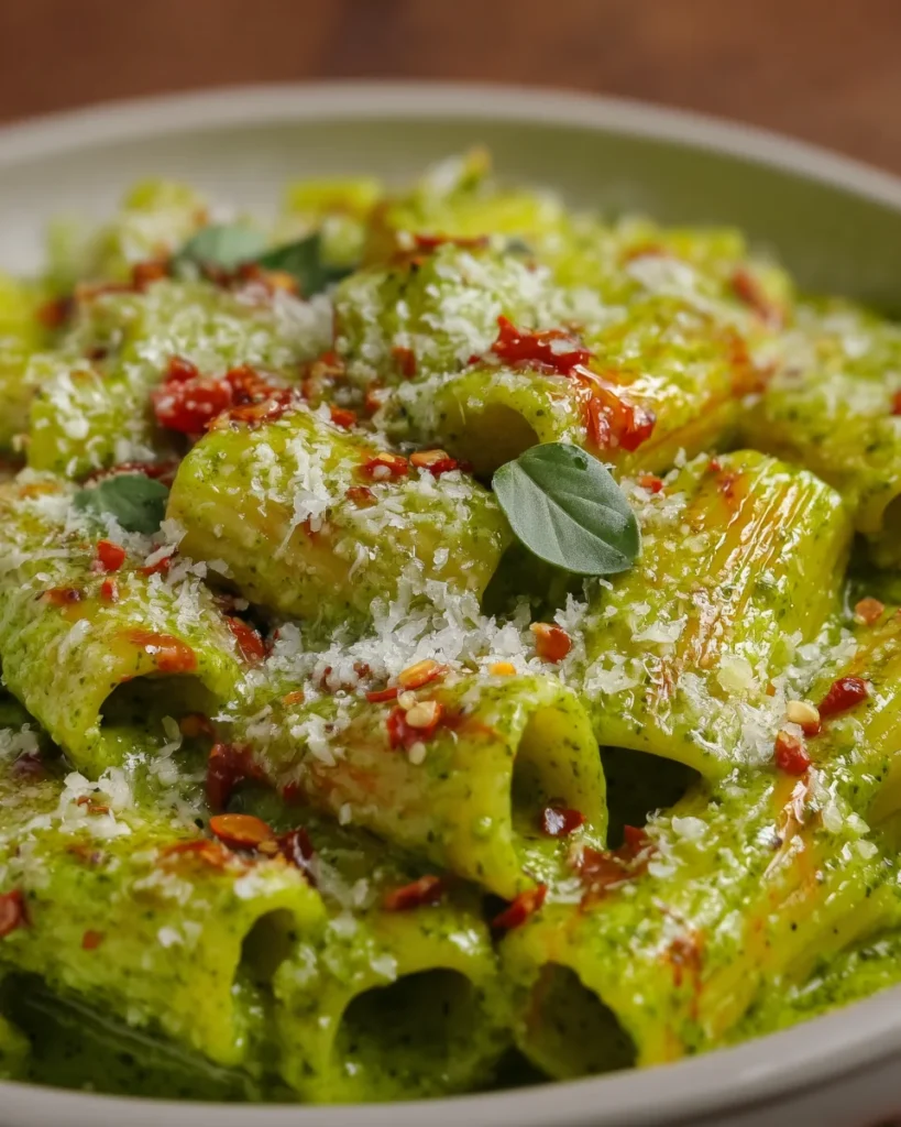 Pesto Rigatoni with Cherry Tomatoes