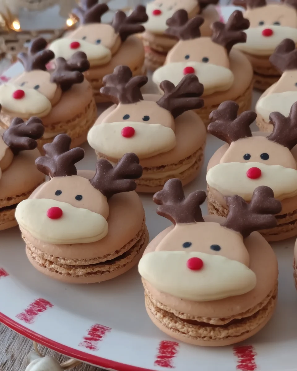 christmas reindeer macarons