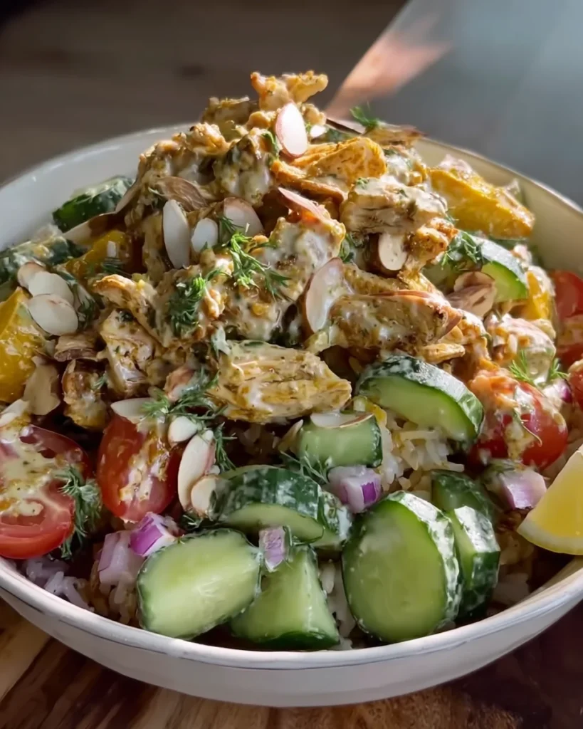 Chicken Shawarma Crispy Rice Salad