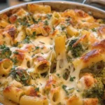 Creamy Pesto Chicken and Broccoli Pasta Bake