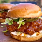 Crispy hot honey chicken burgers