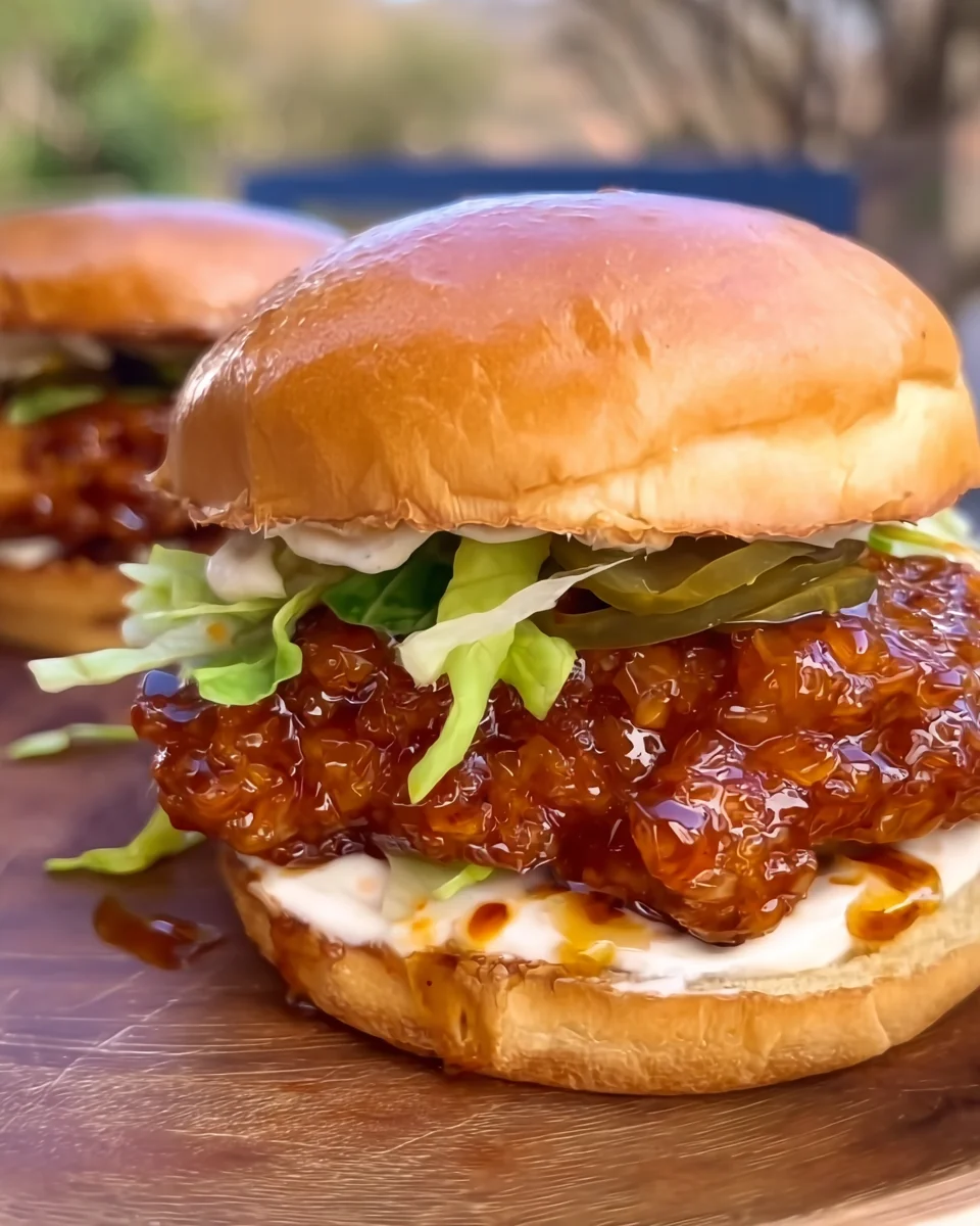 Crispy hot honey chicken burgers