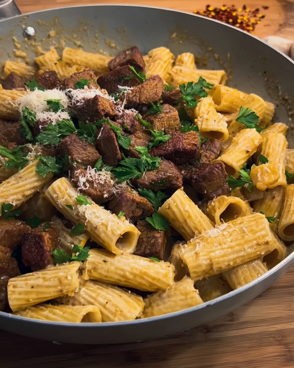 Garlic Butter Steak Rigatoni