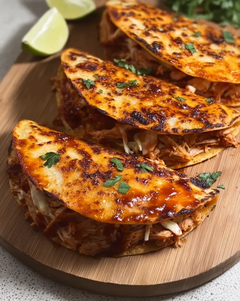 Garlic Honey BBQ Pulled Chicken Tacos