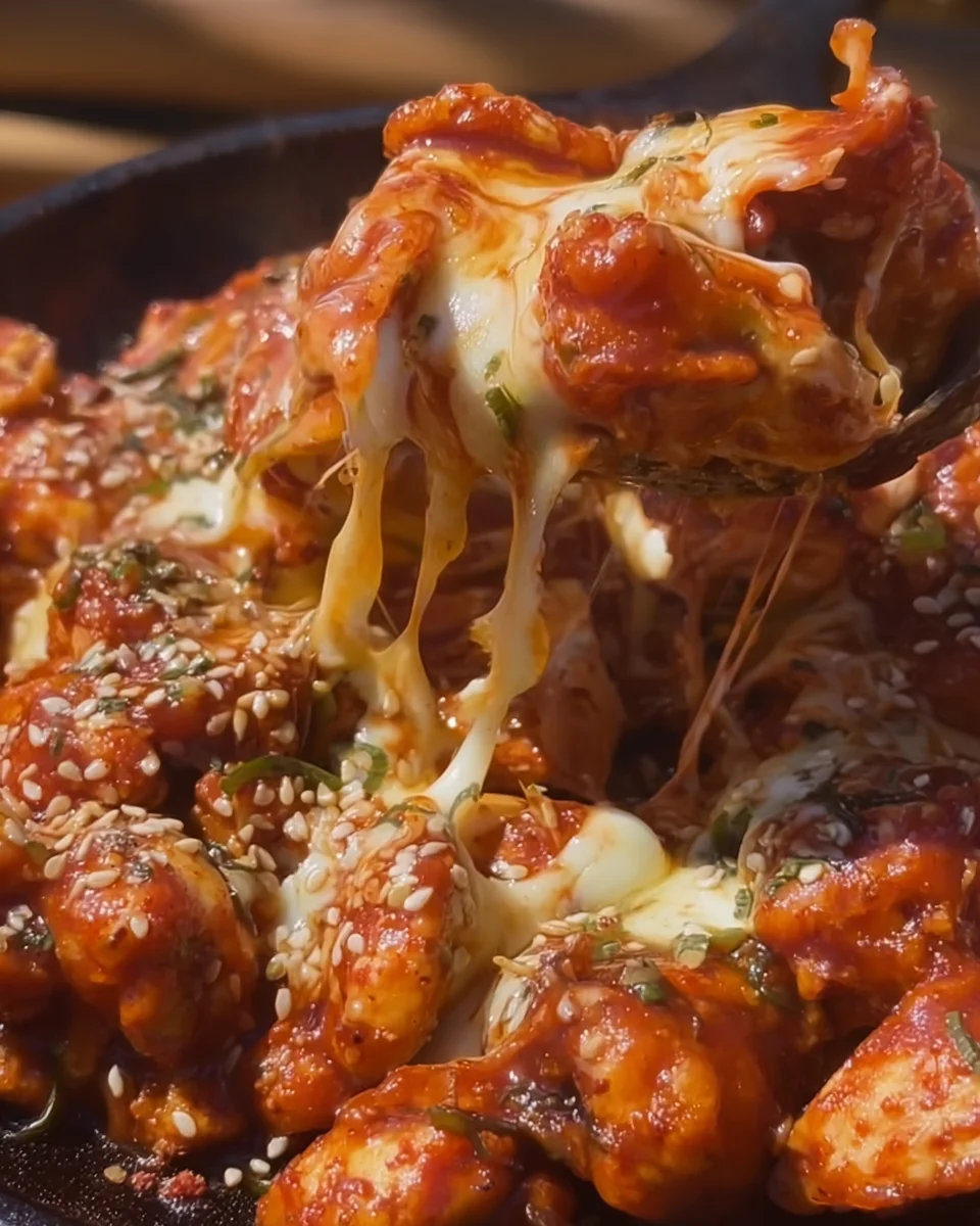 Korean Fire Chicken With Cheese (Cheese Buldak)