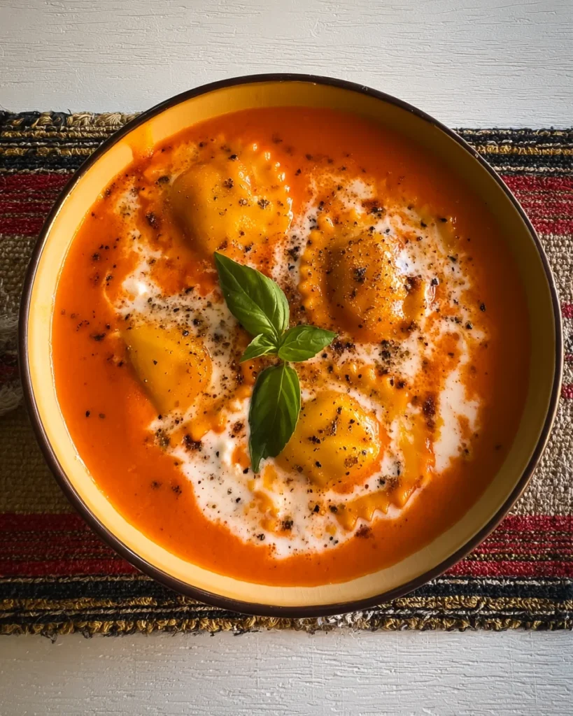 Roasted Red Pepper Ravioli Soup