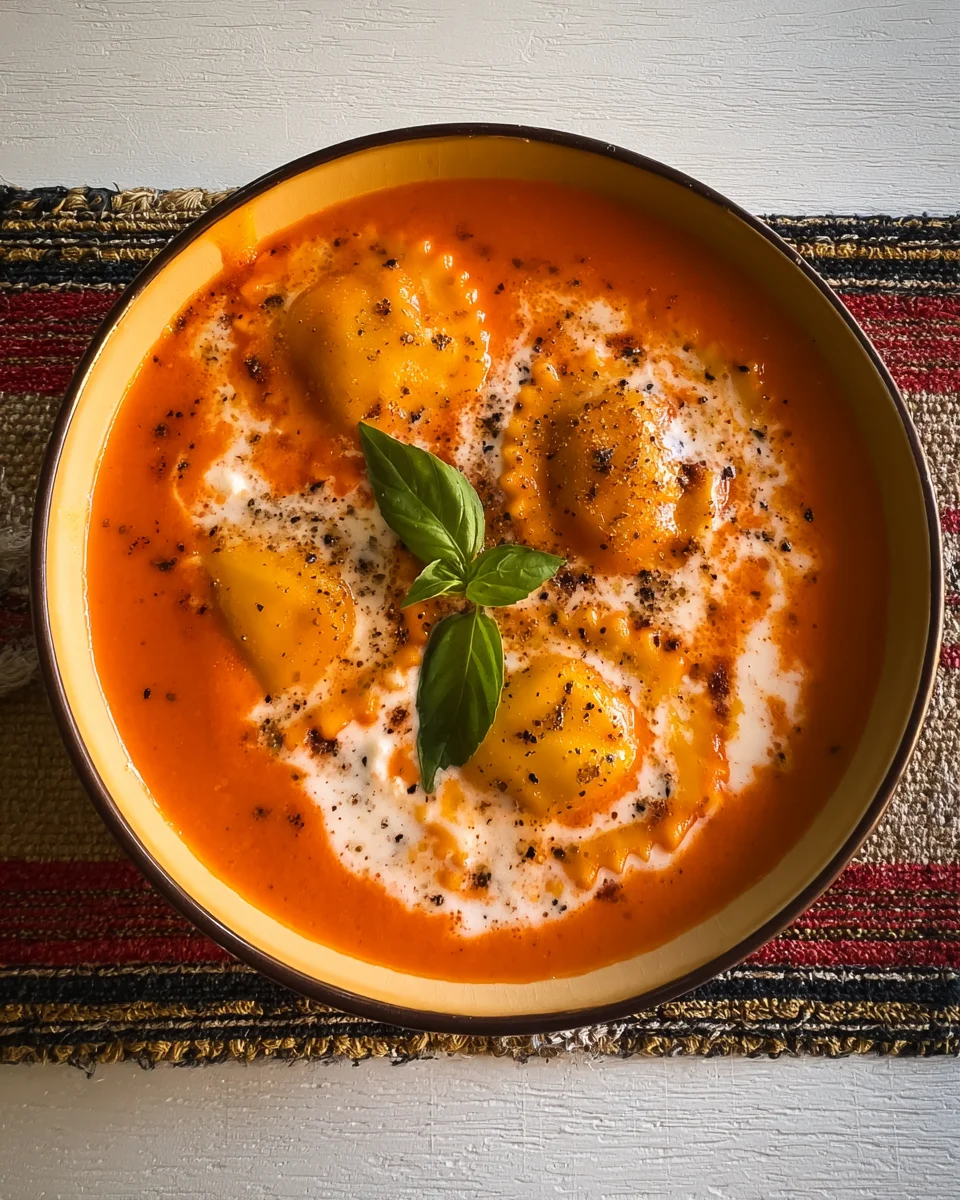 Roasted Red Pepper Ravioli Soup