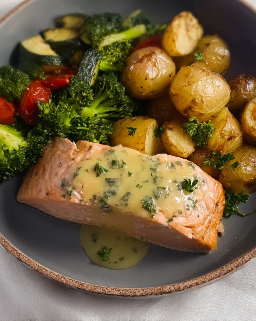 Sheet Pan Baked Salmon with Lemon Sauce