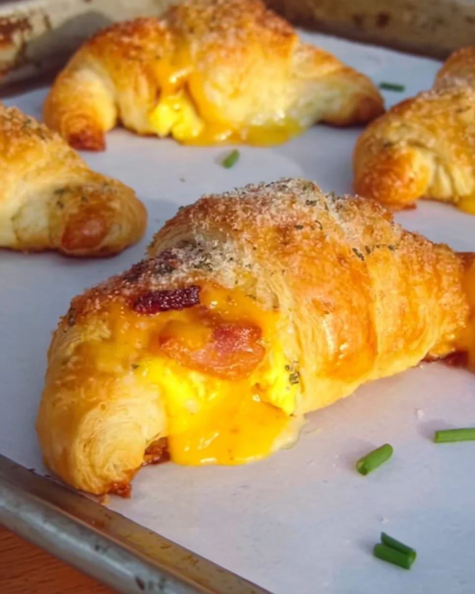 Bacon Egg & Cheese Garlic Parm Croissants