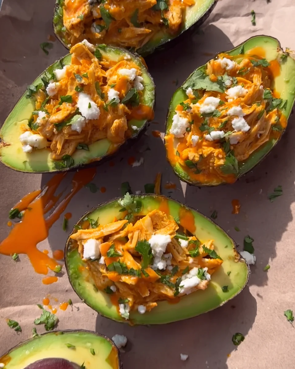 Buffalo Chicken Stuffed Avocados