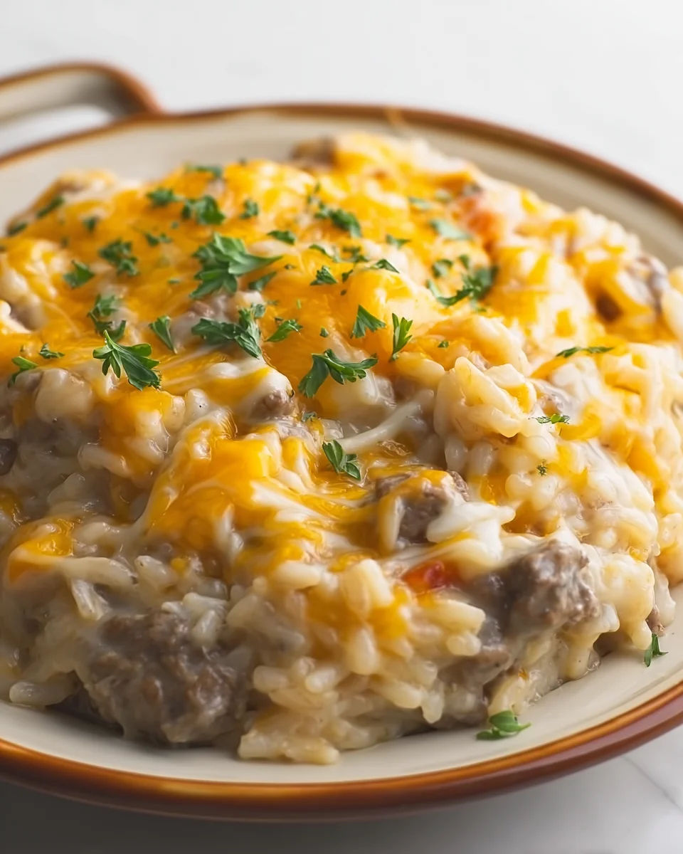 Cheesy Ground Beef and Rice Casserole