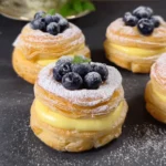 Blueberry Pastry Rings with Vanilla Cream Filling