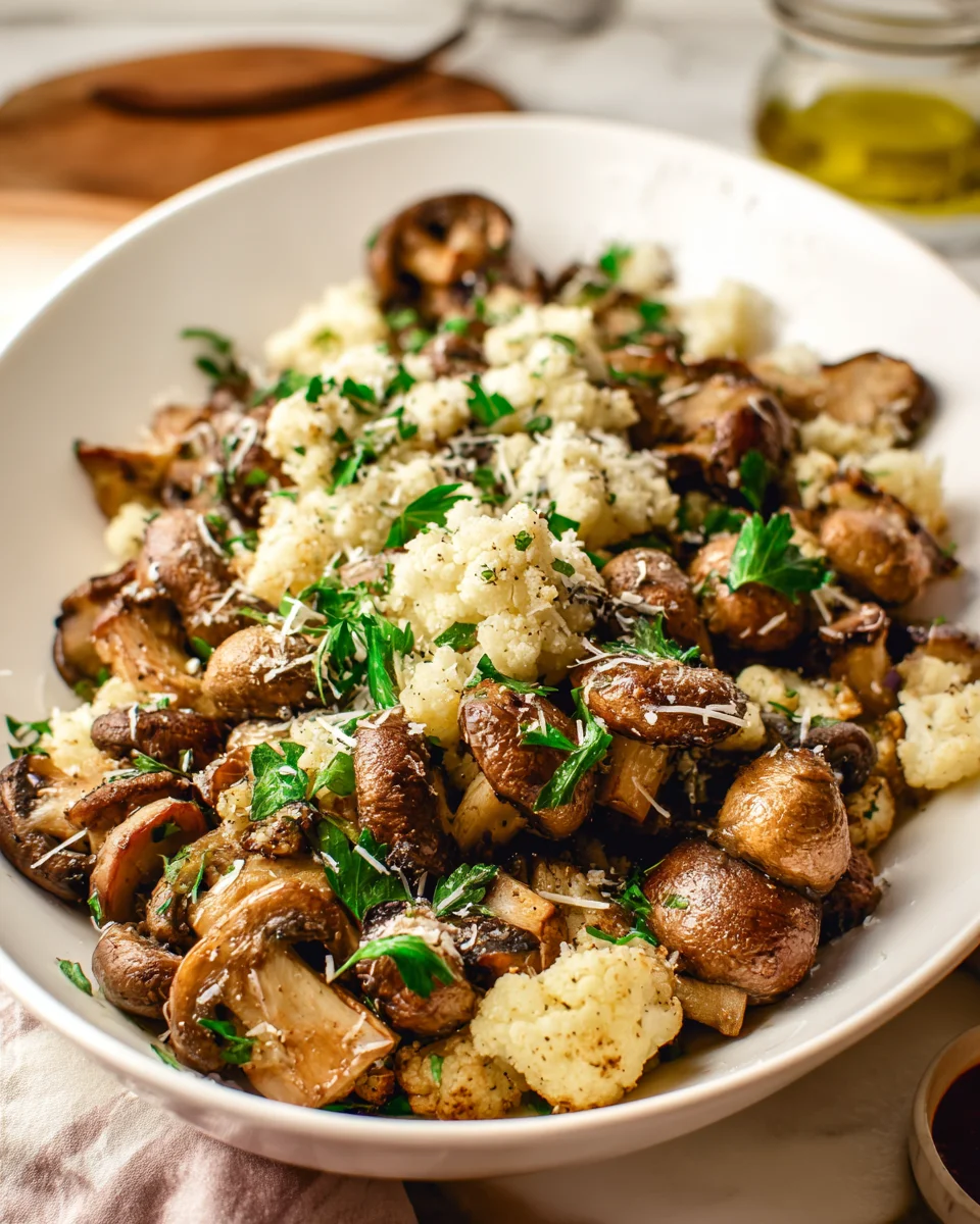 Sauteed Mushrooms and Cauliflower Crumbles