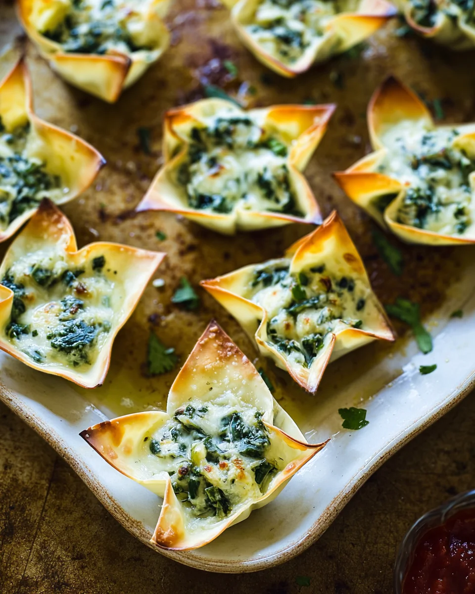 Spinach & artichoke wonton cups