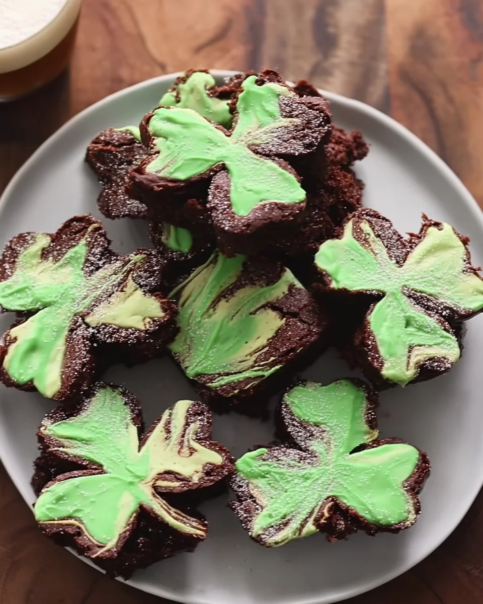 St. Patrick's Day Mint Swirl Shamrock Brownies