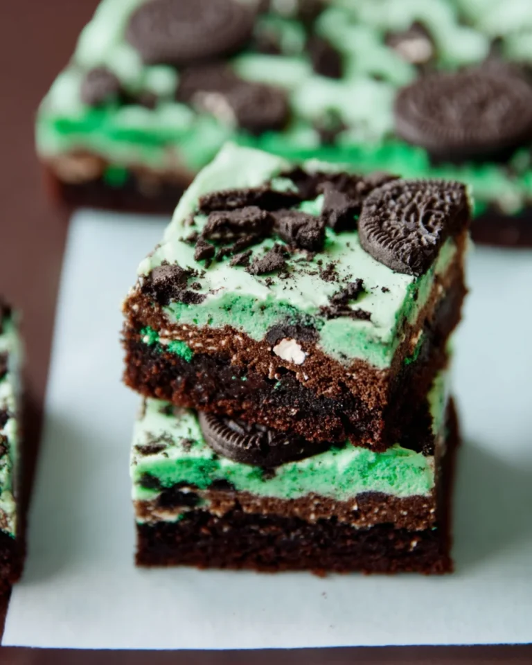 St. Patrick’s Day Triple Layer Fudgy Mint Oreo Brownies