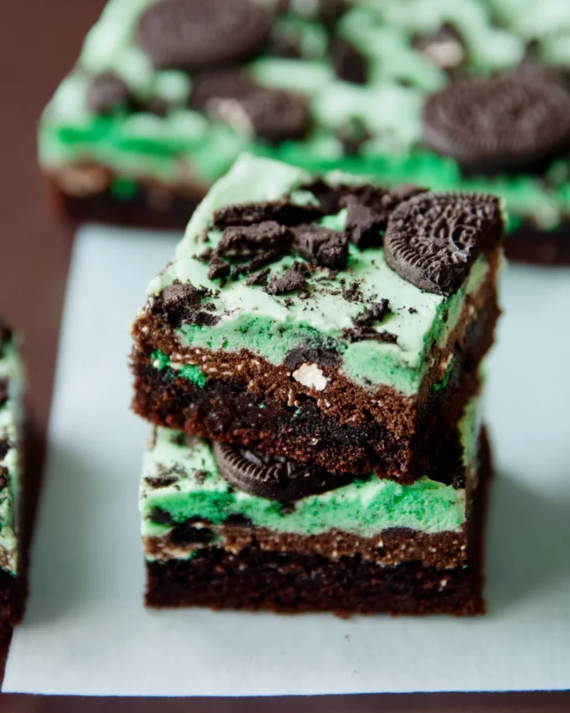 St. Patrick’s Day Triple Layer Fudgy Mint Oreo Brownies