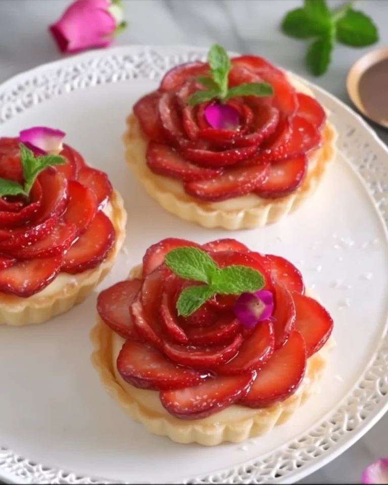 Strawberry Rose Tart with Custard Cream