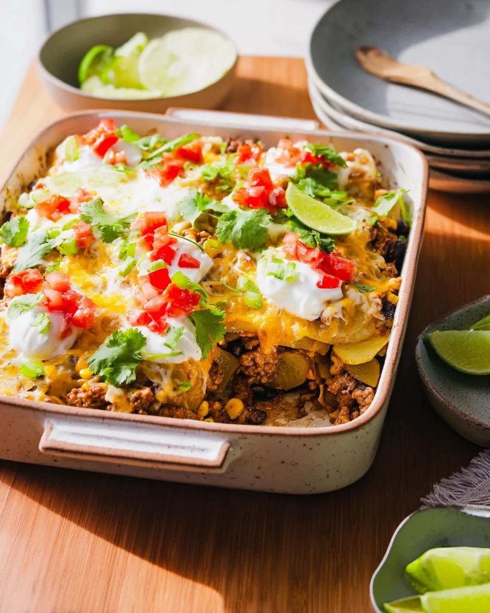 Cheesy Taco Potato Casserole (High Protein!)