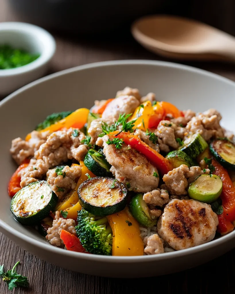 One Pan Turkey Veggie Bowl