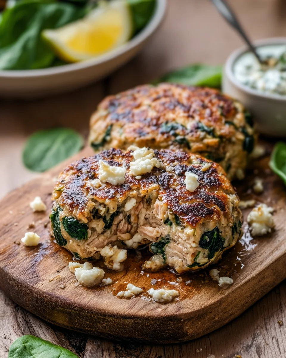 Spinach Feta Chicken Patties