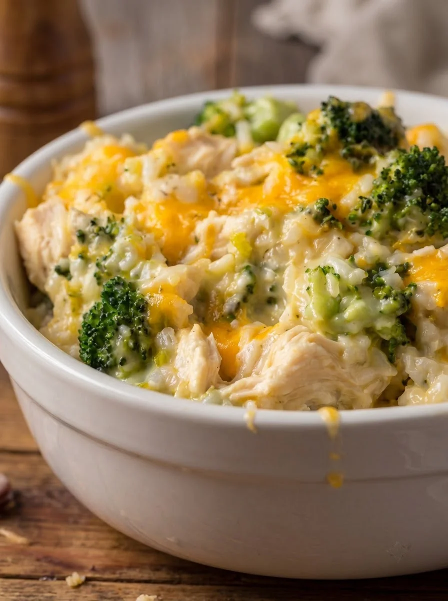 Cheesy Broccoli Chicken Rice Casserole