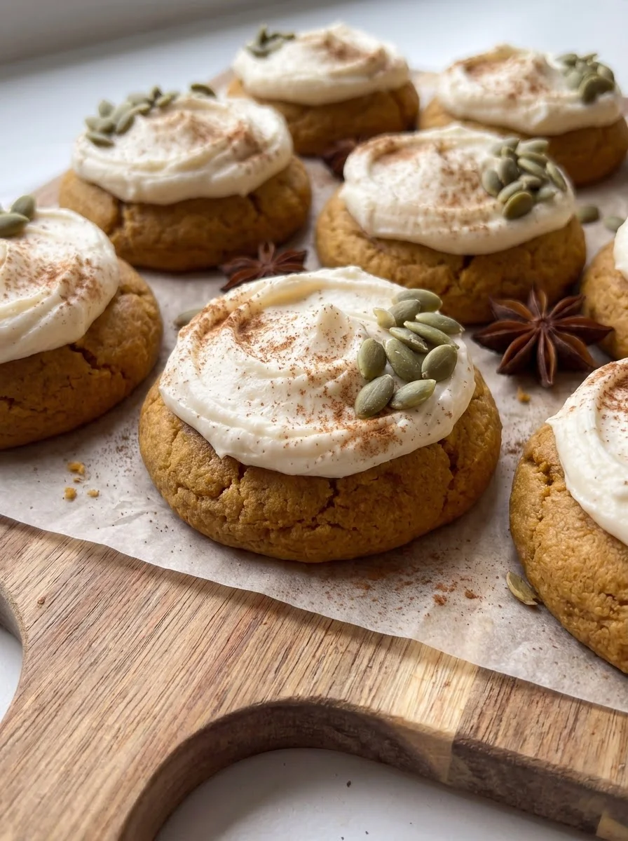Pumpkin Cookies with Cream Cheese Frosting