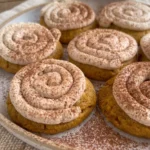 Soft Pumpkin Cookies with Cinnamon Frosting