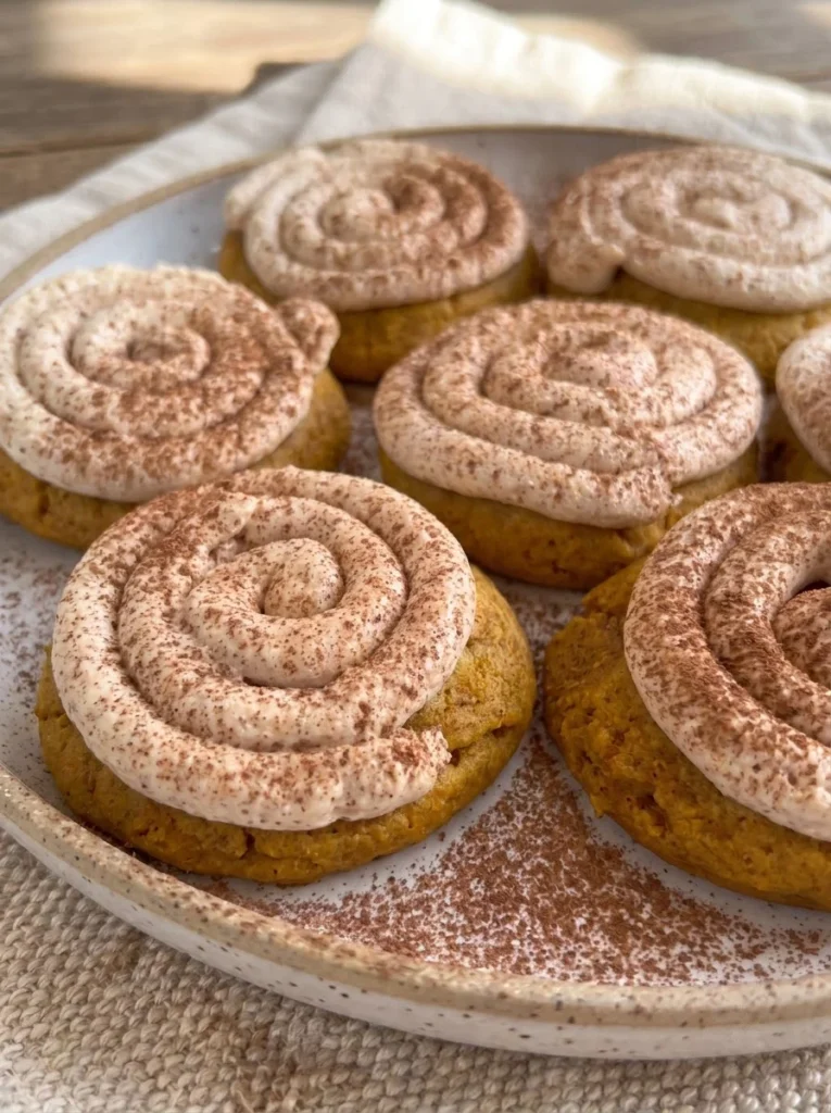 Soft Pumpkin Cookies with Cinnamon Frosting
