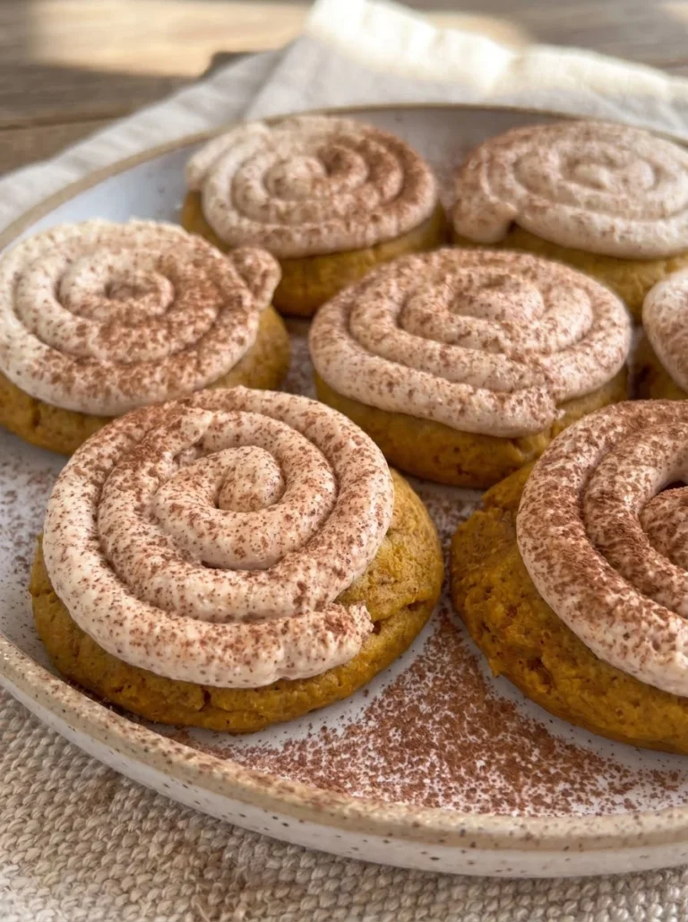Soft Pumpkin Cookies with Cinnamon Frosting