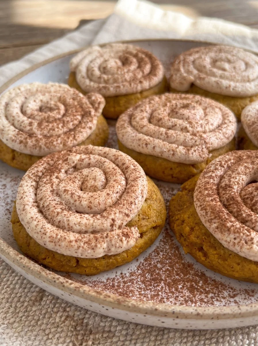 Soft Pumpkin Cookies with Cinnamon Frosting