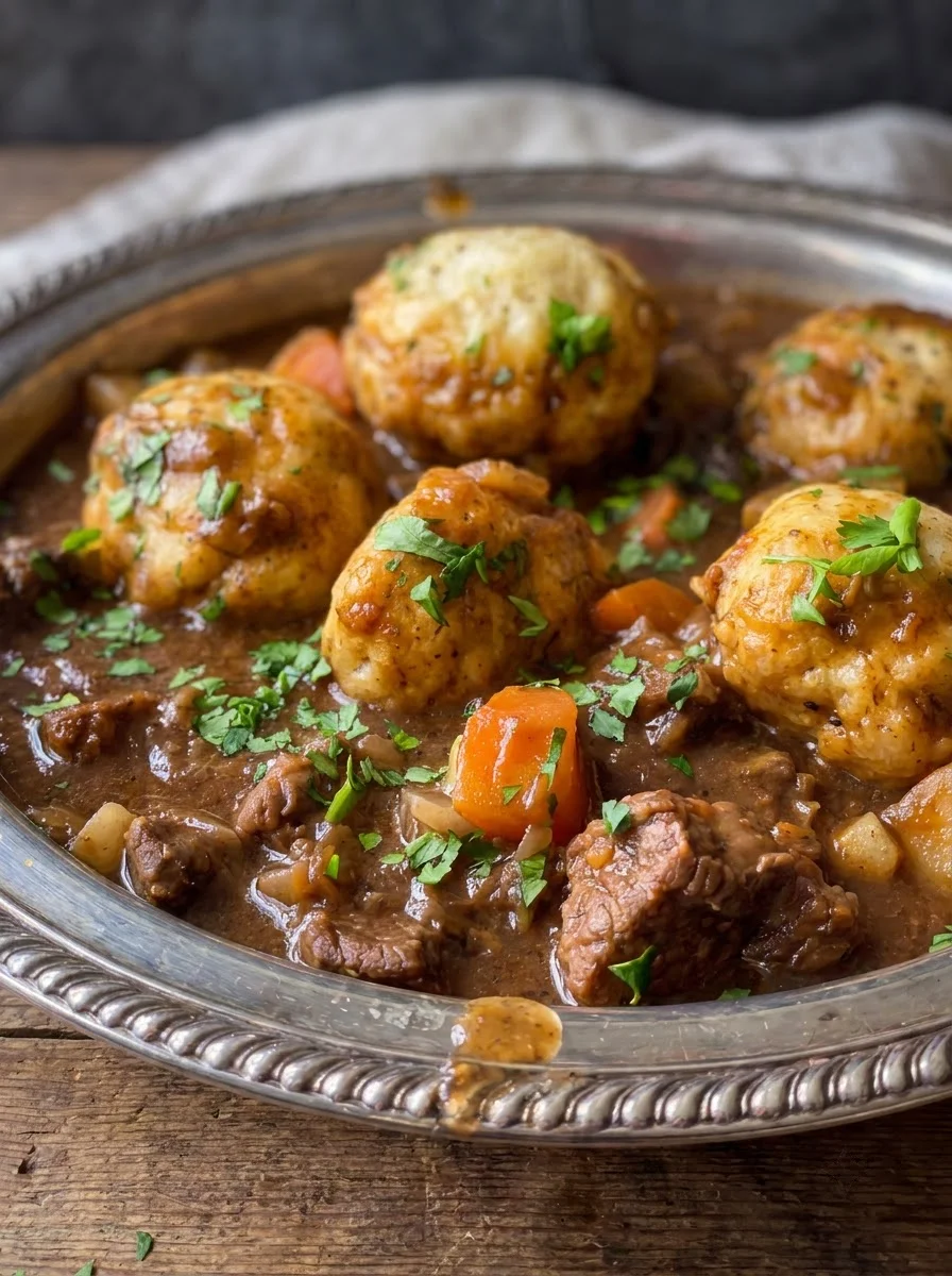 Slow Cooker Beef Stew and Dumplings